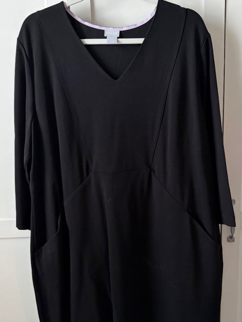 Chico's Black 3/4 sleeve (sz 4/XXL/20) knit dress